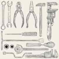 Free vector illustration of a set of mechanic tools
