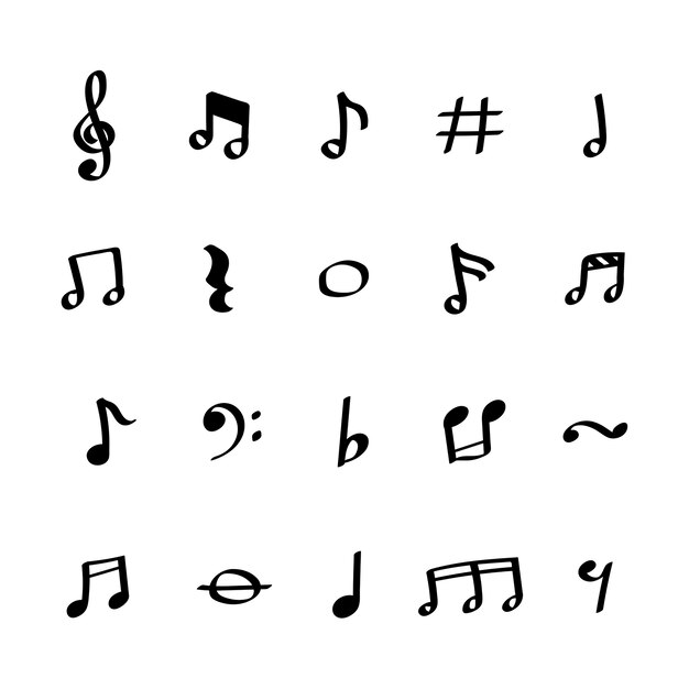 Illustration set of music note icons