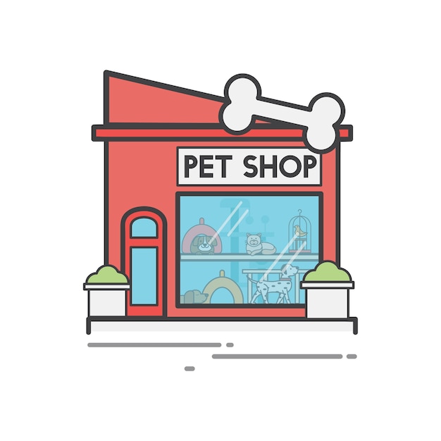 Illustration set of pet shop