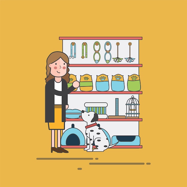 Illustration set of pet shop