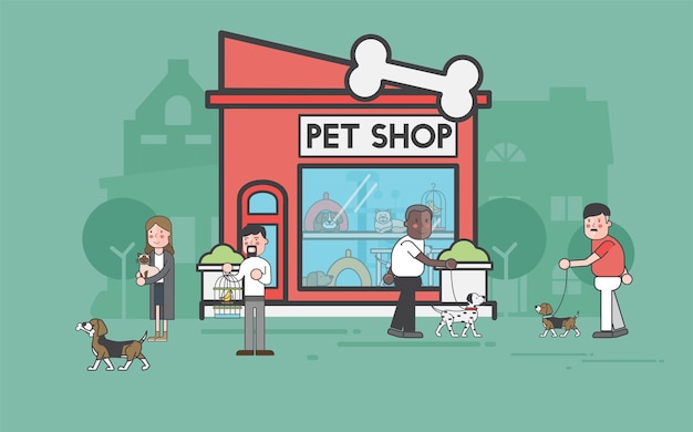 Free vector illustration set of pet shop