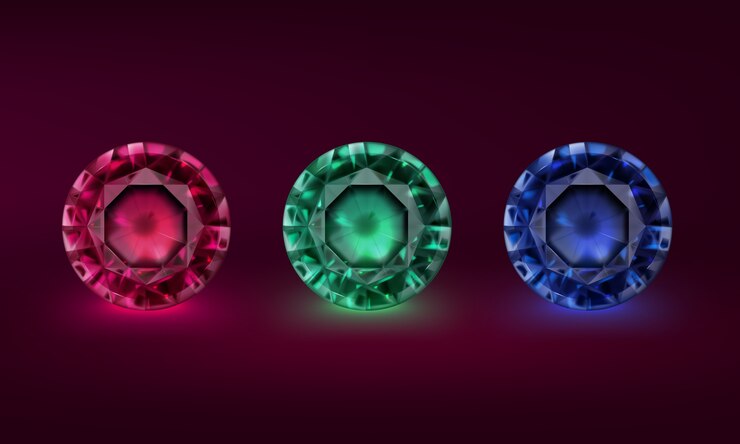 Free Vector illustration set of precious stones different colors