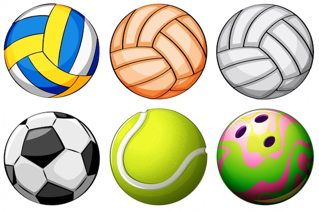 Free vector illustration of a set of sport balls on a white background