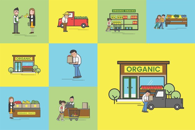 Illustration set of supermarket vector