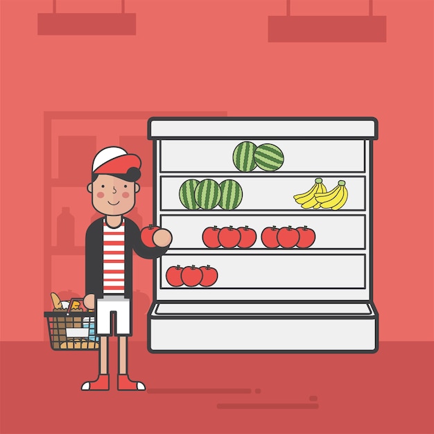 Illustration set of supermarket