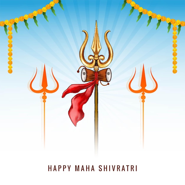 Illustration of shivratri with trishula for maha shivratri card background