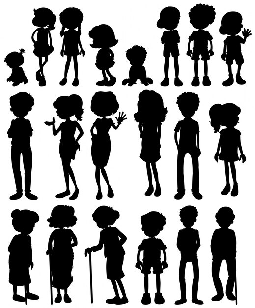 Illustration of silhouette of many people