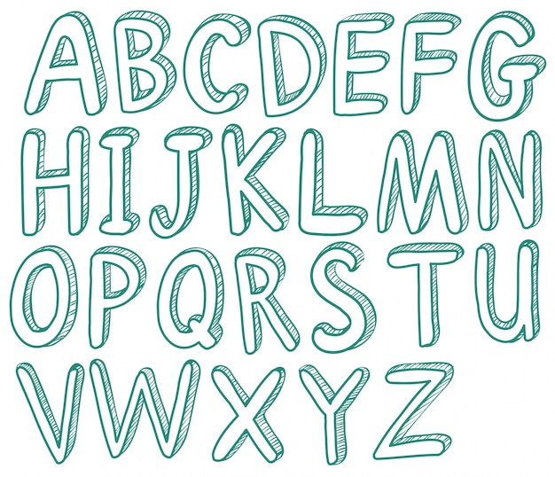 Illustration of sketched letters font