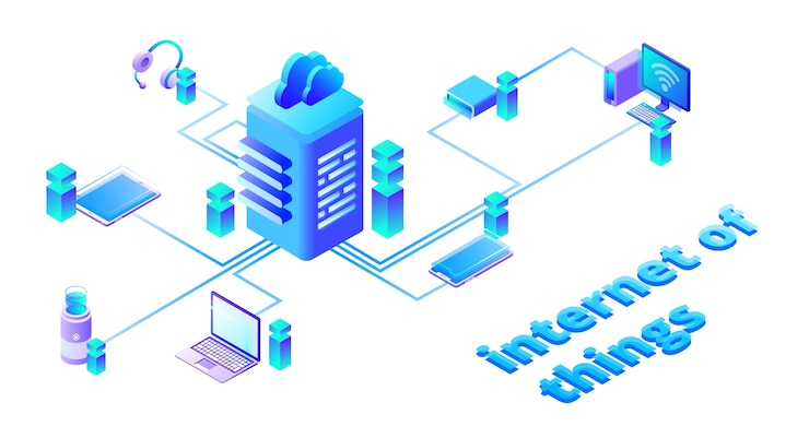 Free Vector illustration of smart devices network in web cloud communication technology