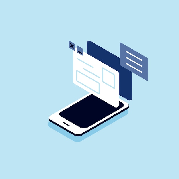 Иллюстрация смартфона с концепцией интернет-соединения и социальных сетей