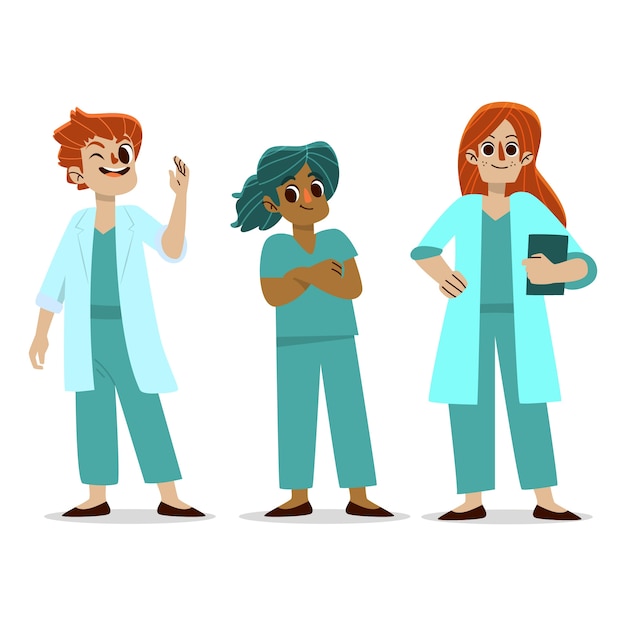 Free vector illustration of smiley professional health team