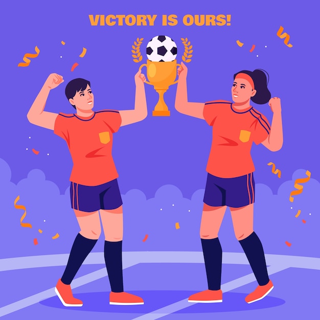 Free vector illustration of spanish football players holding the trophy after winning