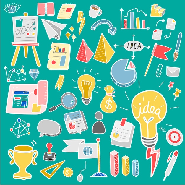 Free vector illustration of startup business doodle collection