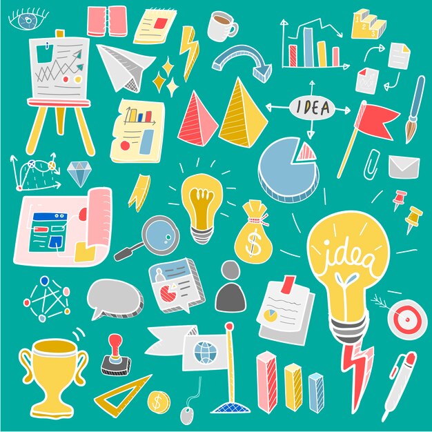 illustration of startup business doodle collection