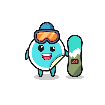 Illustration of sticker character with snowboarding style