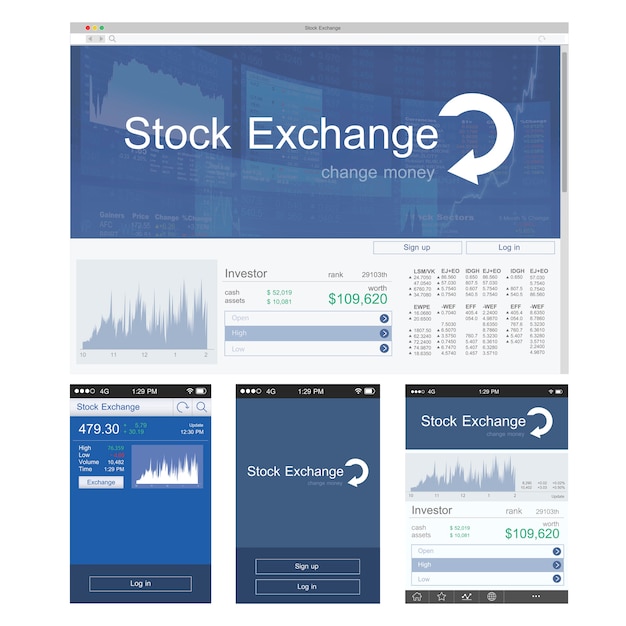 Free vector illustration of stock trading graph