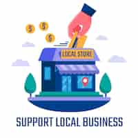 Vettore gratuito illustrazione di supporto alle imprese locali