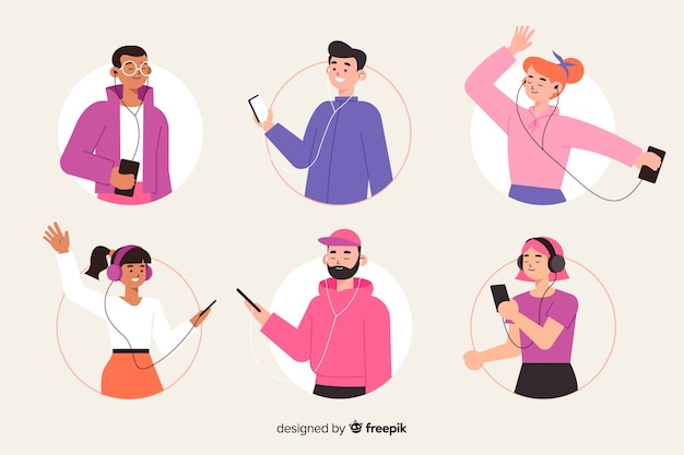 Free vector illustration theme with people listening music