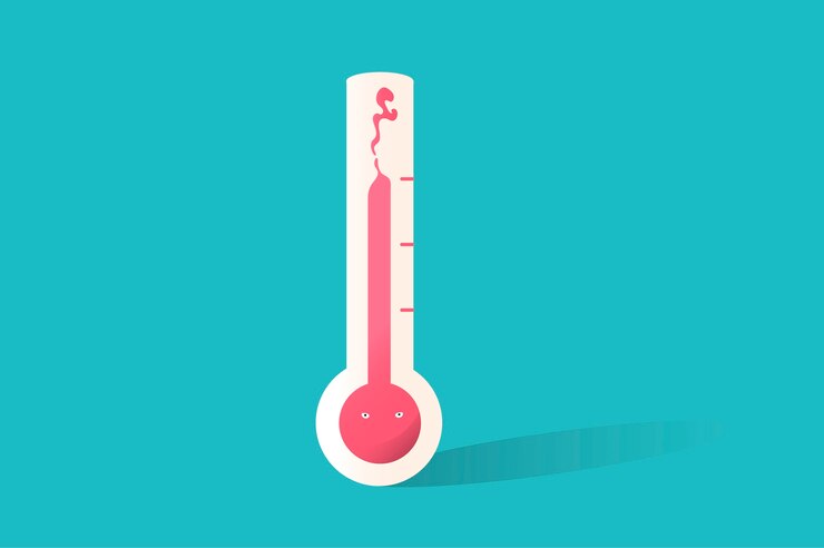 Free Vector illustration of thermometer icon on blue background