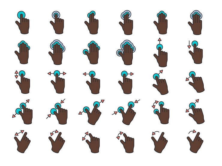 Free Vector illustration of touch screen hands gesture in thin line