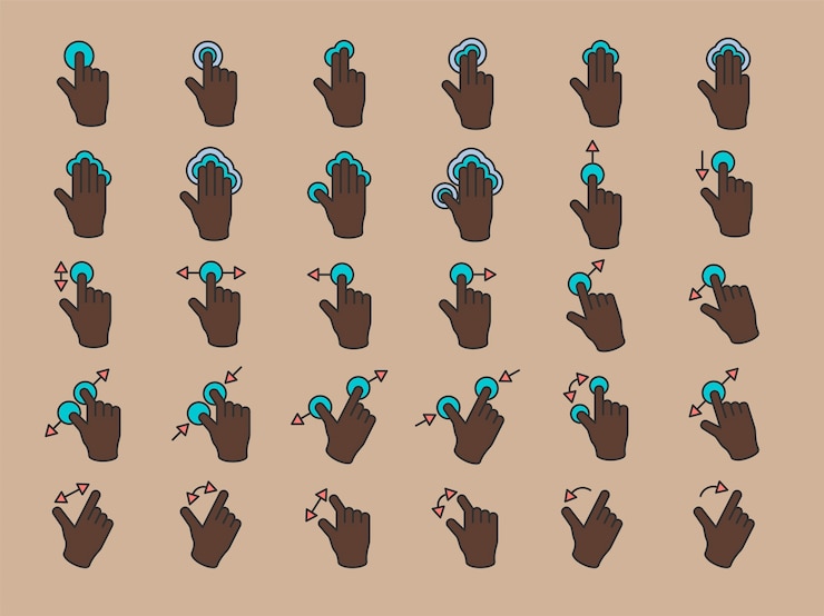 Free Vector illustration of touch screen hands gesture in thin line