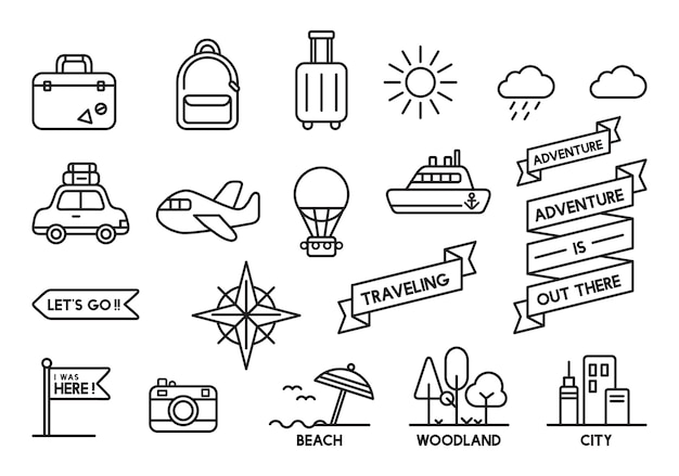 Illustration of travel icons set