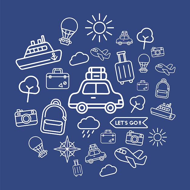 Free vector illustration of travel icons set