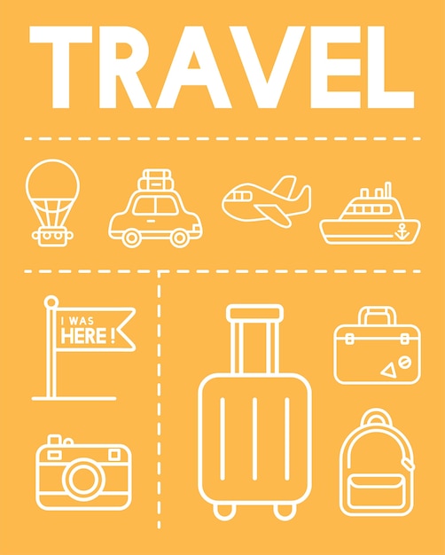 Illustration of travel icons set