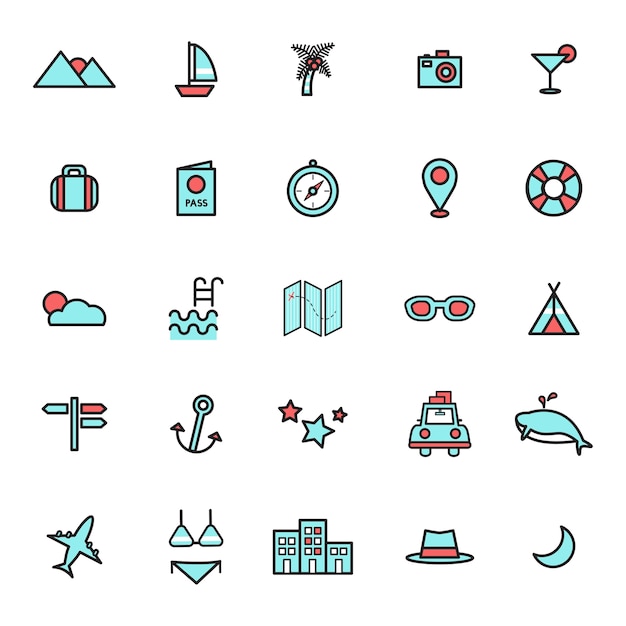 Illustration of travel icons set