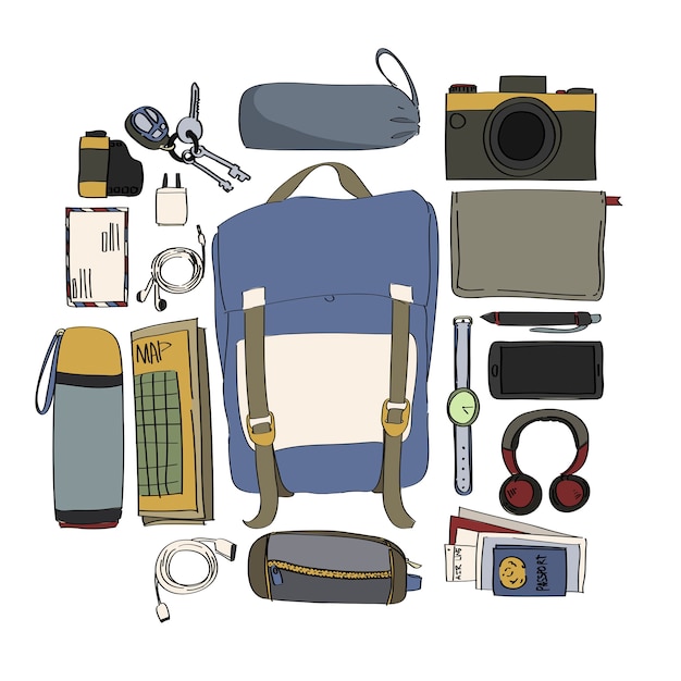 Free vector illustration of travel packing isolated