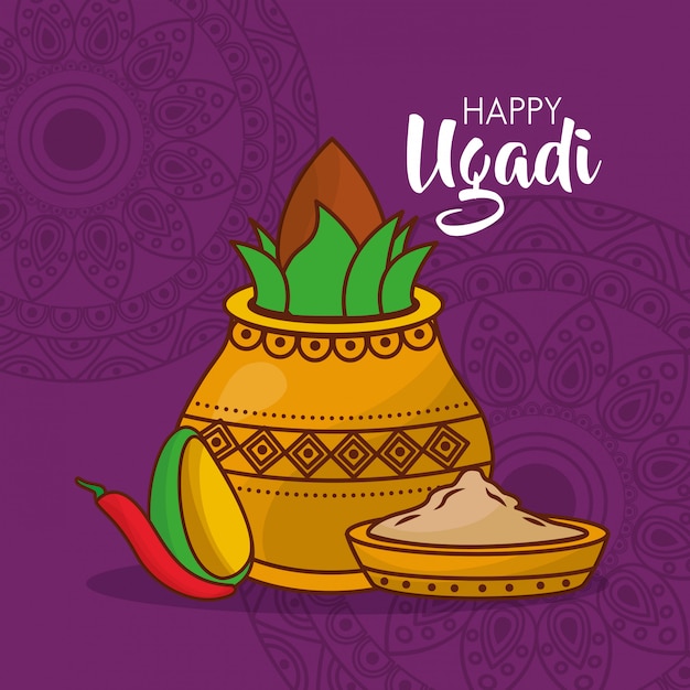 Illustration of ugadi indian celebration 