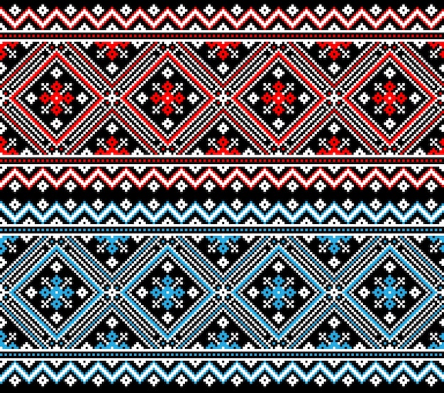 Free vector illustration of ukrainian folk seamless pattern ornament