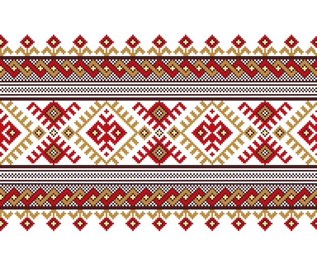 Free vector illustration of ukrainian folk seamless pattern ornament