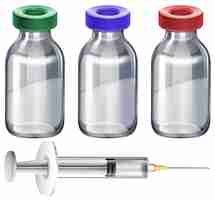 Free vector illustration of the vaccine bottles on a white background