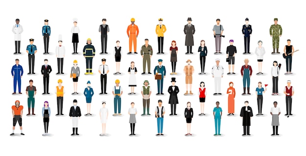 Illustration vector of various careers and professions