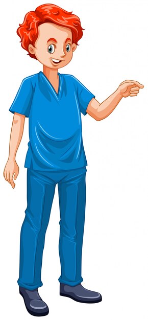 파란색 유니폼을 입고 수의사의 그림