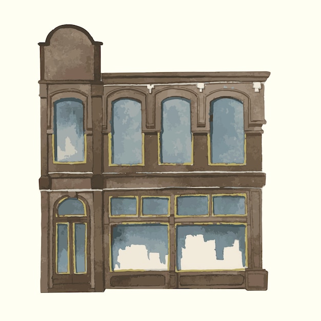 Free vector illustration of a vintage european city building exterior water color style