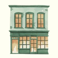 Free vector illustration of a vintage european city building exterior water color style