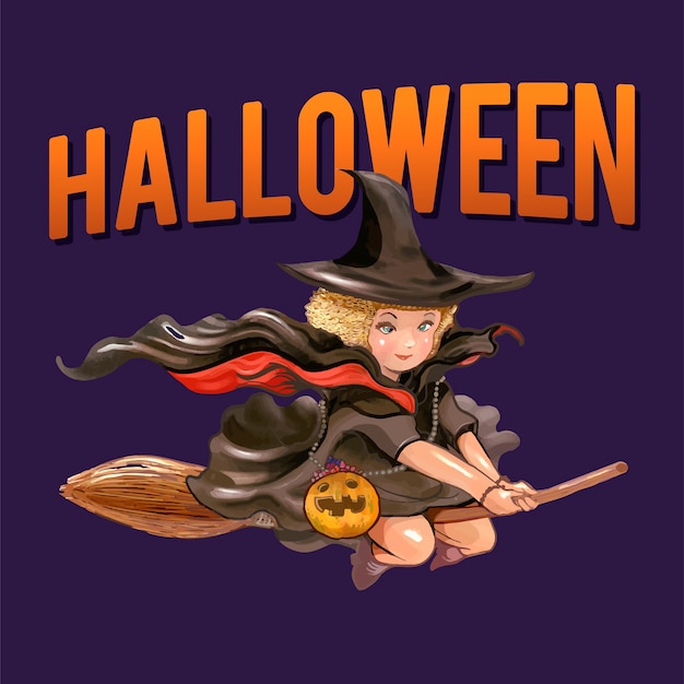 Illustrazione di una strega per halloween