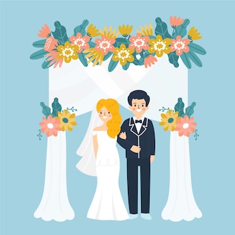 Illustrazione con la sposa e lo sposo