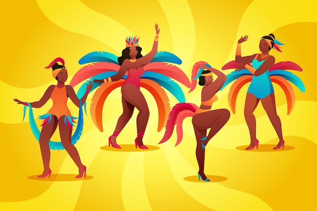 Illustration with carnival dancers collection concept