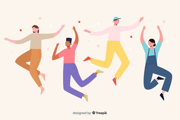 Illustration with characters jumping