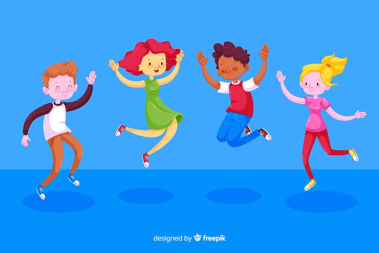 Free Vector illustration with children jumpings