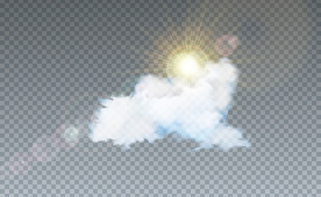 Иллюстрация с облаком и солнечным светом, изолированные на прозрачный