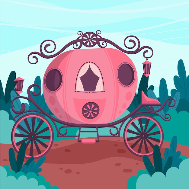 Illustration with fairytale carriage concept