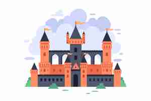 Free vector illustration with fairytale castle