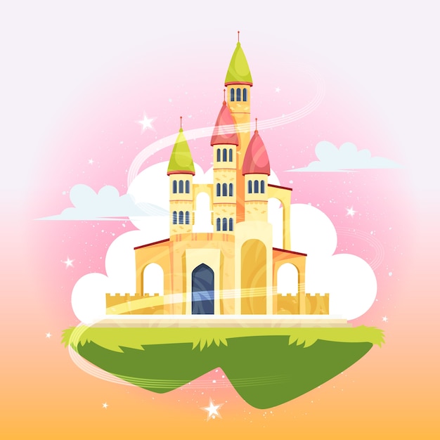 Illustration with fairytale castle