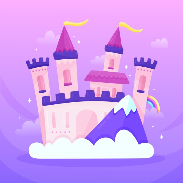 Illustration with fairytale castle