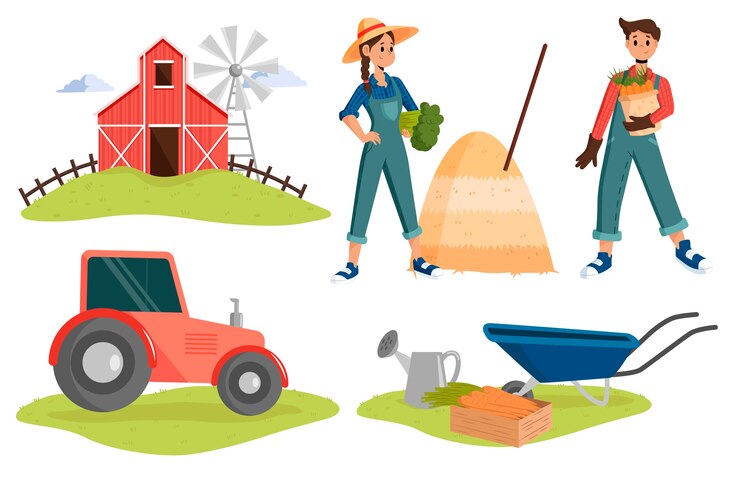 Free Vector illustration with farming concept