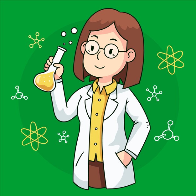 Illustration with female scientist